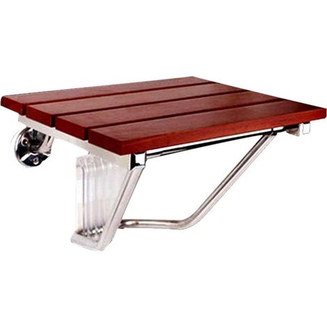 FLITI Folding Teak Shower Seat, Wall-Mounted Bathroom Bench - Stainless Steel Bath Stool for Elderly/Pregnant Women, Disabled People, Shower Seats for People (1/4)