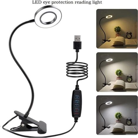 LED Desk Lamp Eye Protection - Reading - Selfie Fill Light Magnifying Glass Clamp Desk Lamp - Diameter 9.5cm (1/4)