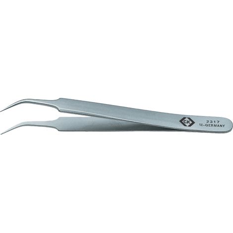 C.K T2317  Präzisionspinzette   Spitz, gebogen, fein 105 mm