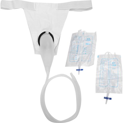 Urinoir réutilisable en silicone avec sac de recueil d'urine pour hommes âgés et patients alités (1/5)