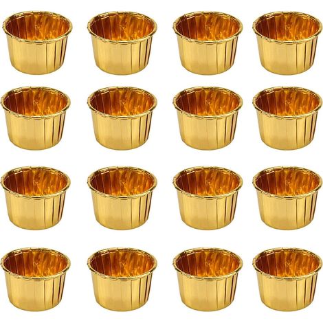 50 Pièces Moules de Cuisson en Papier d'aluminium, Caissettes Cupcakes, Moulle Mini Cupcakes, caissettes pour Cupcakes et Muffins pour Les Mariages, fêtes et Autres Célébrations à thème (Or)-Fei Yu