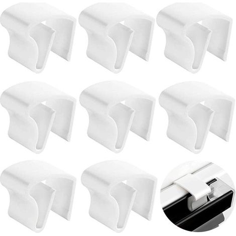 Longziming - Lot de 8 supports de fixation pour stores - Clips de rideaux sans perçage - Pinces pour stores jusqu'à 20 mm - Fixation sur fenêtres en plastique - Installation facile pour stores en plas (1/5)