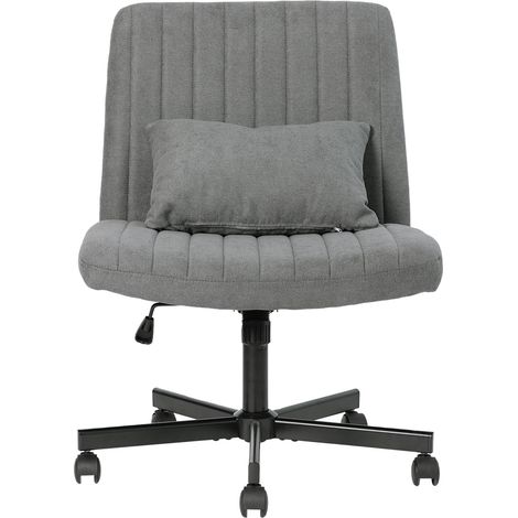 Silla de oficina giratoria de tela gris oscuro, regulable en altura, sin reposabrazos (1/5)