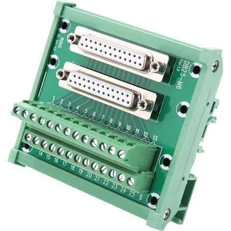 Connecteur de bornier DB25-M6 à double tête femelle pour montage sur rail DIN (1/5)