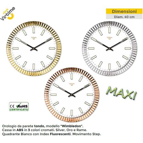 Orologio da Parete in Abs Wimbledon Cromato 40 cm 3 Colori (1/2)
