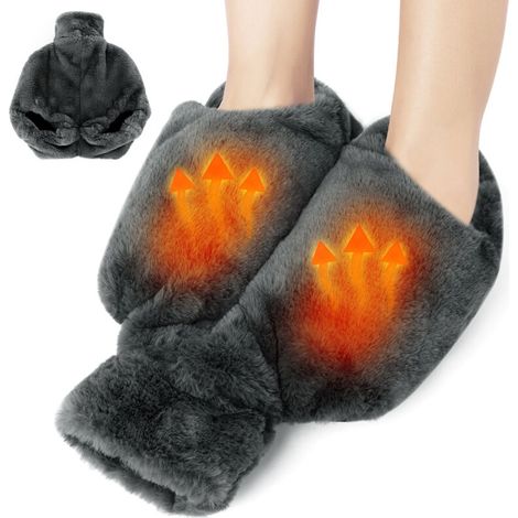Chauffe Pied 2L, Bouillotte Pied Non Électrique, 2 en 1 Chauffe Pied Bouillotte Reutilisable, Chausson Chauffant, Doux et Chaud Chauffe Pied Non Électrique pour Pieds de Taille 38-42