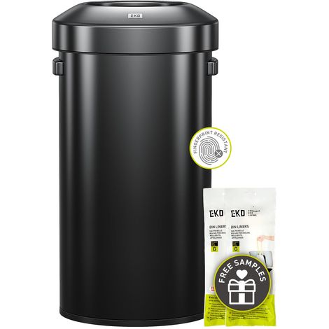 Grande poubelle en acier inoxydable avec couvercle ouvert pour intérieur/extérieur, grande poubelle en métal pour bureau, restaurant, toilettes, 90 L (1/5)