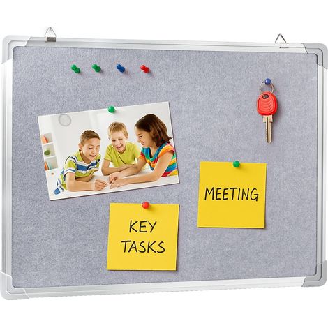 JF HOME BLISS Felt Notice Board, Pin Board for Office, Home, Bedroom & Kitchen, Wall Mountable with Aluminum Frame, Grey Felt Surface, 60x45cm (1/5)