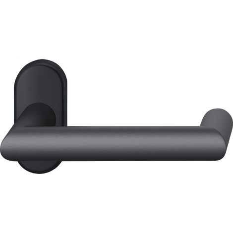 FSB Rahmentürdrücker 09 1016 mit Hochhaltefeder ovale Rosette Alu schwarz matt (1/3)