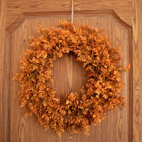 Guirlande Porte - Couronne Décorative Halloween - Pour Porte Fenêtre Mur Intérieur - En Plastique - 30 x 30 x 4 cm - Orange - 1 Pièce (1/5)