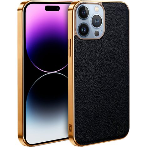 Étui pour iPhone 13 Pro, cuir de vachette, noir (1/4)