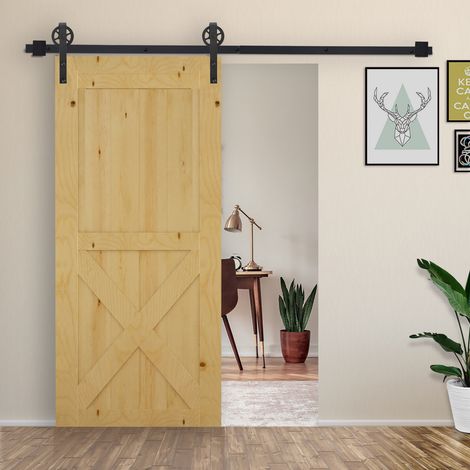 Noir - Quincaillerie conçu pour porte coulissante Kit de porte coulissante 200 cm Bois Acier au carbone Salle de bain Cuisine Chambre