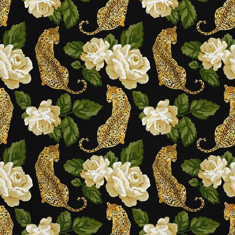 Tela decorativa Oxford para exteriores - Estampado de leopardo y rosas I DX573 (1/5)