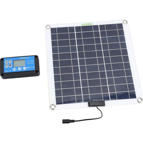 Kit de panneau solaire 200 W, panneau solaire en silicium monocristallin avec contrôleur bleu et pince de batterie 10 en 1, pour camping-car, voiture, bateau et camping (1/5)