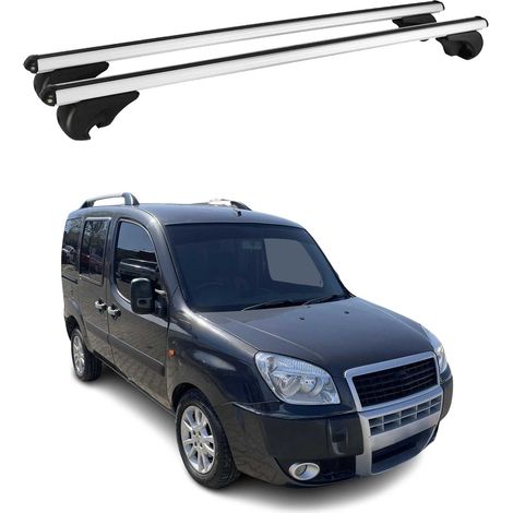 OMAC Barres de toit en aluminium pour Fiat Doblo I 2000-2010 – TÜV / DIN 75302:2019 – Antivol inclus – Charge max 75 kg – 2 barres Argent (1/4)