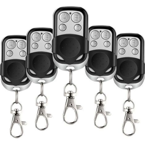 5 Pcs Telecommande Universelle Portail, 433,92 MHz Télécommande Garage sans Fil à 4 Boutons avec Couvercle Coulissant Porte Clés pour Porte Garage Électrique (1/4)