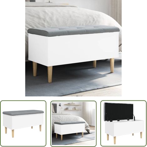 The Living Store Sitzbank mit Stauraum Weiß 82x42x46 cm Holzwerkstoff - Wohnzimmer Dekoration - Stauraumbank - Garderobe - Eingangsbereich Möbel - Beistelltisch (1/5)