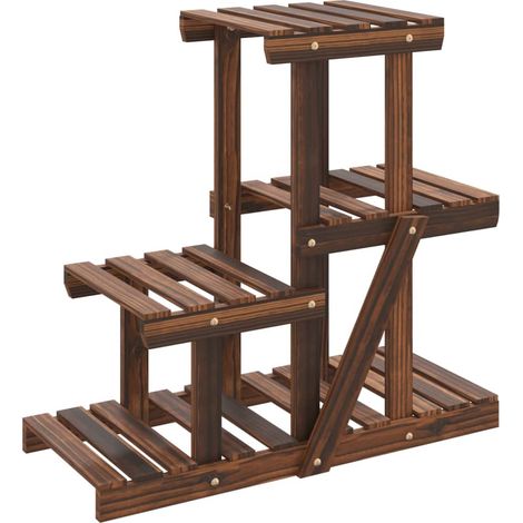 Soporte para flores mueble para plantas 58 x 25 x 51 cm madera maciza de abeto marrón 020045209 (1/5)