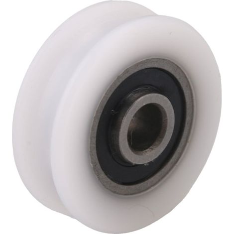 Lot de 4 poulies en nylon blanc à gorge en U pour porte coulissante (diamètre intérieur 4 mm) (1/2)