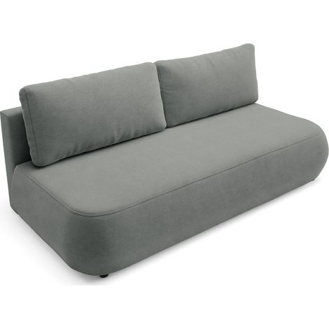Divano Letto 2 Posti Brugnato, Contenitore, Cuscini Sfoderabili, Reclinabile, 210x106 cm Grigio
