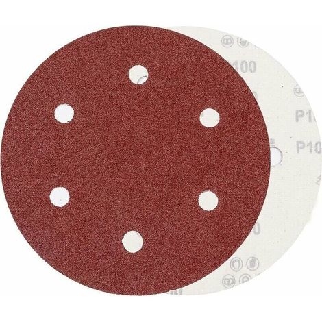 225-mm-Schleifscheibe, Körnung P100, 6 Löcher, Klettverschluss, 10 runde Schleifpads für Trockenbauschleifer, Giraffenschleifer und Wandschleifer (1/4)