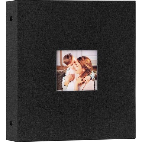 Albums photos de 17 x 12 cm, album photo en lin à ouverture par le haut, pour 200 photos portrait de 13 x 18 cm (noir) (1/5)