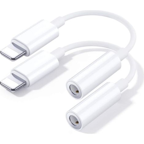 2 Pack Adaptateur iPhone Jack  Adaptateur Lightning Prise Jack 3,5 mm Adaptateur Ecouteur Aux Audio Câble Jack Casque Dongle Accessoires pour iPhone (1/5)