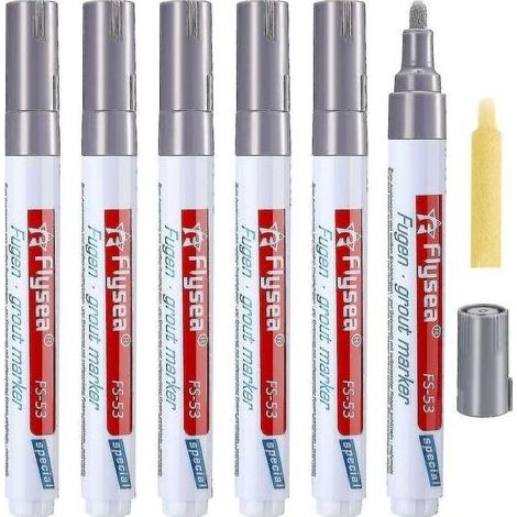 6 Tile Grout Pen Wall Grout Restorer Repair Marker Grout Filler Pen For Bathroom Floor Wall Tile Restoration (light Grey) (1/4)