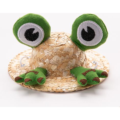 (Frog) Petit chapeau de paille pour animaux de compagnie, chapeau de déguisement mignon pour chiens et chiots