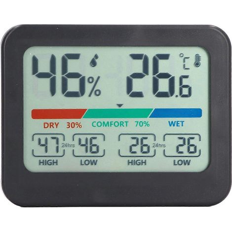 Digitales Hygrometer-Thermometer mit LCD-Anzeige, elektronischer Temperatur- und Feuchtigkeitsmesser, magnetischer Saugnapf