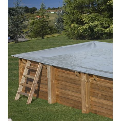 Bâche hiver pour piscine bois carrée CARRA de dimensions extérieures 3,05 x 3,05m
