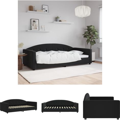 The Living Store Tagesbett Schwarz 100x200 cm Samt -  Betten & Bettgestelle (1/5)
