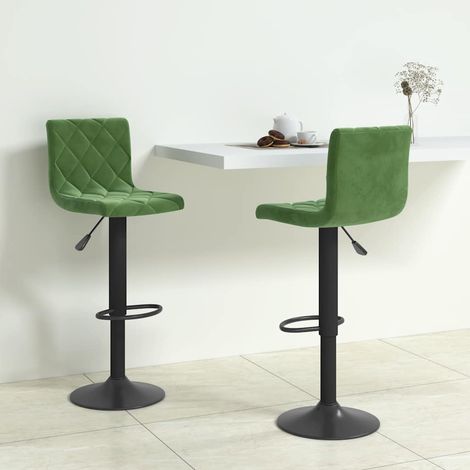 vidaXL Taburetes de cocina 2 unidades terciopelo verde oscuro (1/5)