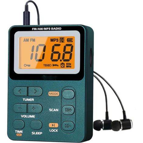 Radio portable AM/FM, enceinte de poche rechargeable, réception optimale, format MP3 numérique (1/5)