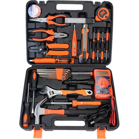 Coffret à Outils Électricien 004-2, Kit d'Outils Manuels en Métal pour Réparation Domestique et Bricolage