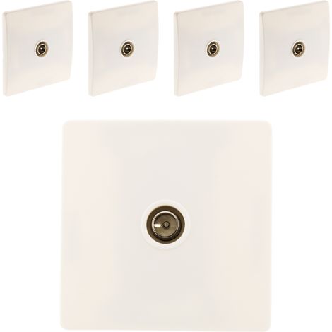 Lot de 5 prises TV Ø9,52 vis + griffes Blanc - Diwone