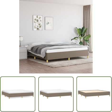 The Living Store Cadre de lit sans matelas taupe 200x200 cm tissu - Cadre De Lit - Lit Double - Lit Taupe - Literie - Meuble Chambre (1/5)