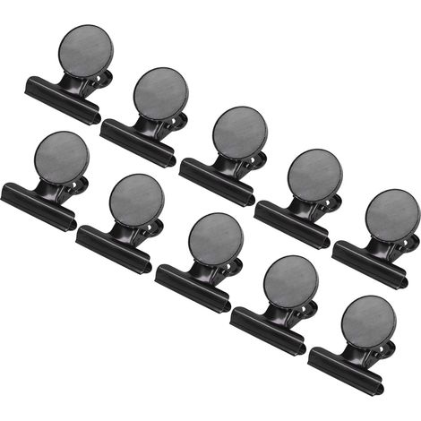 Lot de 10 clips magnétiques ronds en acier inoxydable nickelé, noirs
