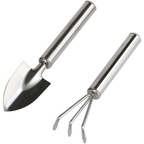 2 pcs Outils de Jardin Kit Pelle Jardinage Rateau Jardin Cadeau Acier Inoxydable Ensemble de Petits Râteaux et Pelle,pour Plantes en Pot pour Jardin Plantes Intérieur Extérieur