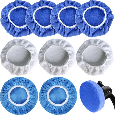 9 capuchones para pulir coches, de 220 mm a 250 mm, para pulir y encerar (3 de felpa, 4 de microfibra y 2 de coral)
