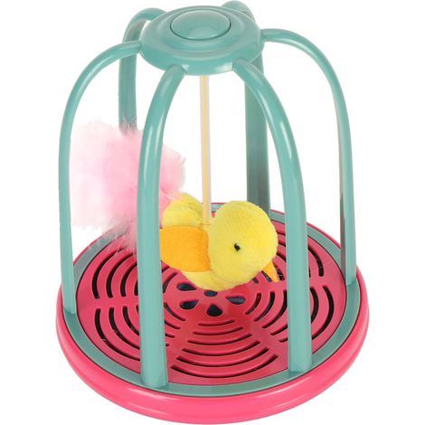 Jouet Chat Électrique Cage Oiseau Interactif Sonore ABS Rouge Anti-Stress pour Chats Adultes (1/5)