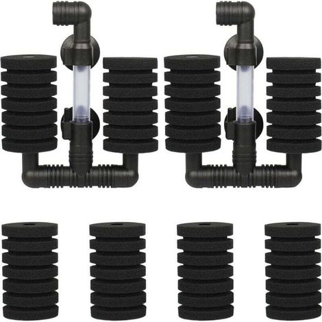 2 PCS Kit Filtre Exhausteur Aquarium Filtre d'aquarium Double avec 4 Éponges de Rechange pour Filtrage Biologique et Mécanique (1/4)