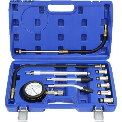 Kit di adattatori per tester di compressione motore da 11 pezzi, manometro per motori automobilistici, per auto, furgoni, motociclette e camion.