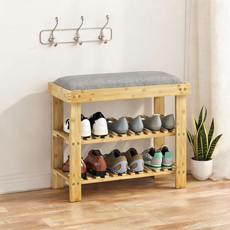 Console cinzento e Madeira en bambu 60 x 29 x 49 cm (1/5)