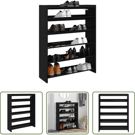 Schuhregal Schwarz - Schuhregal Schwarz 80x25x100 cm Holzwerkstoff (1/5)