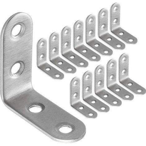50pcs Équerre de Fixation Inox 40x40mm, Renforts d'Angle pour la Fixation et la Réparation de Meubles, Renforcer les Joints, Argent (1/5)