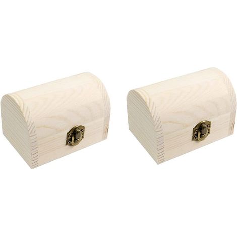 2 Scatole in Legno a Forma di Baule Scatola portagioie Gioielli cofanetto portaoggetti da Decorare decoupag (1/5)