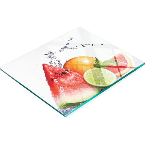 Tabla de vidrio decorativa multifuncional para cocina, color pomelo, 60x52 cm (1/5)