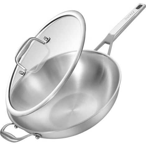 Stainless Steel Wok 32 cm with Lid, Induction Compatible (1/5)