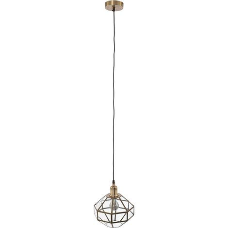 Lampada a sospensione, bronzo, lampada da soggiorno, retrò, tavolo da pranzo, vintage, paralume vetro, altezza regolabile, metallo, E27, DxH 23x145 cm